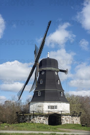 Dutch type windmill built in 1857 in Sankt Olof, Simrishamn municipality, Scania, Sweden,