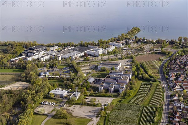 Flight in a zeppelin along the shore of Lake Constance, aerial photograph, Airbus Defence and Space