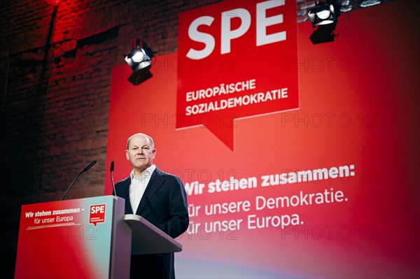 Federal Chancellor Olaf Scholz, recorded at the Social Democratic Congress of the SPD and PES with