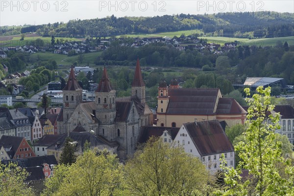 View of the old town of Ellwangen, Basilica, St Vitus, St Vitus, Baroque, Romanesque, Town church,