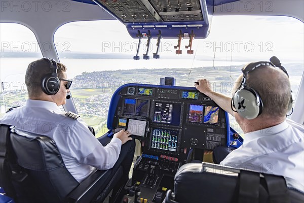 Zeppelin flight over Lake Constance and the Lake Constance region, view into the cockpit of the