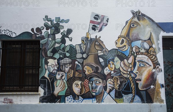 Murals in Orgosolo, Nuoro province, Sardinia, Italy, South Europe, Europe
