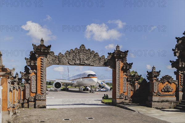 The government aircraft A350 stands during a refuelling stop at Denpasar airport, 02.05.2024.