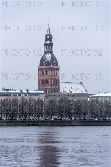 Riga Cathedral in the snow, Winter, Riga, Latvia, Europe