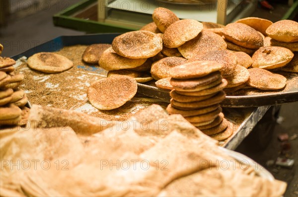 Lebanese man preparing typical sesame and cheese bread, center of Tripoli, northern Lebanon city.
