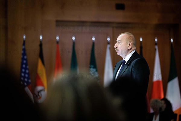 Ilham Aliyev, President of Azerbaijan, gives a speech at the Petersberg Climate Dialogue 2024 at