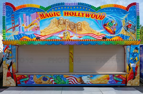 Closed stand, in front of opening hours, Spring Festival Deggendorf, Lower Bavaria, Bavaria,