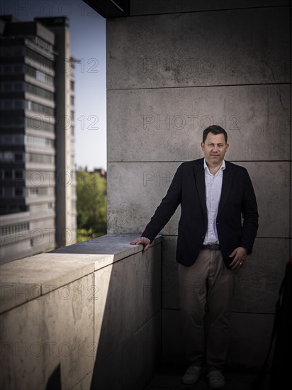 Berlin, 30.04.2024. SPD leader Lars Klingbeil on a terrace at the Willy Brandt House in Berlin