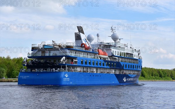 Expedition cruise with cruise ship Ocean Albatross in the Kiel Canal, Kiel Canal,