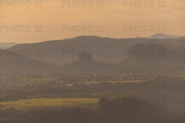Sunrise on the Lilienstein. The Lilienstein is the most striking and best-known rock in the Elbe