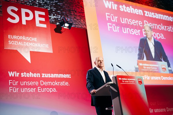 Federal Chancellor Olaf Scholz, recorded at the Social Democratic Congress of the SPD and PES with