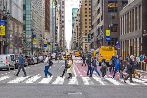 Zebra crossing, pedestrian crossing, Park Ave, One Vanderbilt Building, Grand Central Station, New