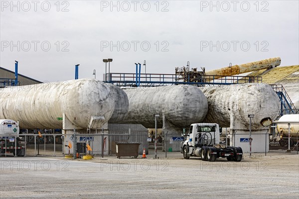 Duncombe, Iowa, Tanks for industrial gases at a Koch Industries fertilizer plant. Koch is one of