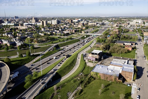 Detroit, Michigan, Interstate 94 in midtown Detroit, looking west
