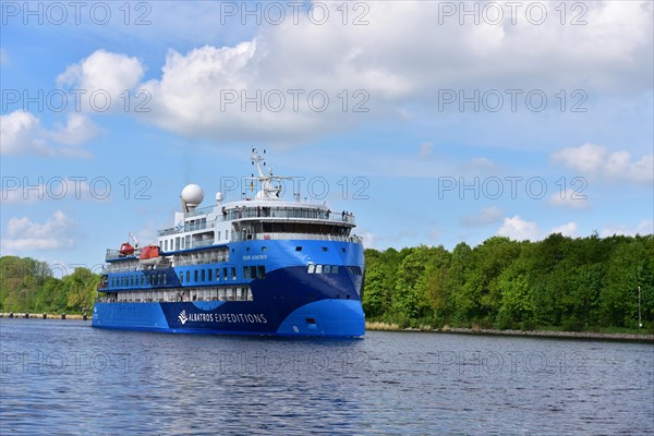 Expedition cruise with cruise ship Ocean Albatross in the Kiel Canal, Kiel Canal,