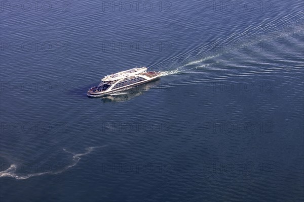 Lake Constance ferry between Constance and Meersburg on Lake Constance, aerial view from a