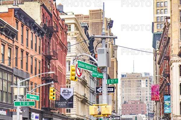 Street signs at Union Square, Manhattan, New York City
