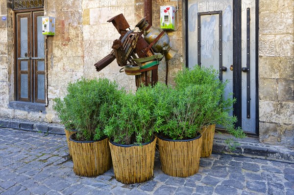 Design metallic sculptures in the street of the old city, Gaziantep, Turkey, Asia