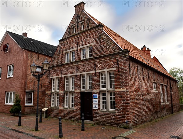 Front house with Renaissance gable, oldest residential building in the small town of Weener,
