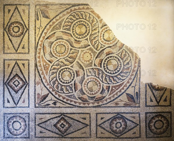Geometric mosaic, Zeugma mosaic Museum, Gaziantep, Turkey, Asia