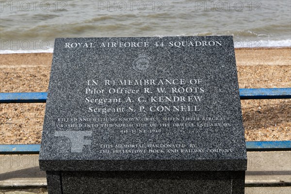 RAF 44 Squadron remembrance memorial plaque, The John Bradfield Viewing Area, Felixstowe, Suffolk,