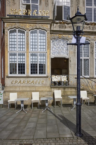 House of Stadtsparkasse Bremen at Bremer Markt in Bremen, Hanseatic City, State of Bremen, Germany,