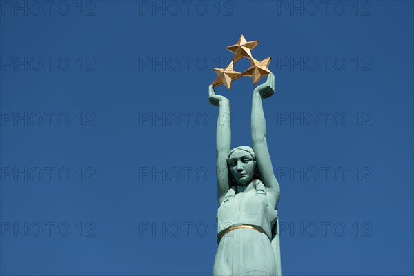 Freedom Monument, erected in 1935 at the time of Latvia's first independence, female Statue of