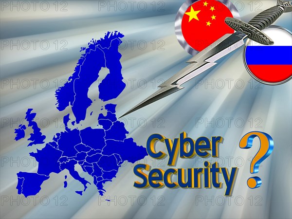 Symbolic image, cyber war Russia China, cyber security, cyber attacks worldwide, computer crime,