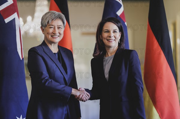 (R-L) Annalena Baerbock (Alliance 90/The Greens), Federal Foreign Minister, and Penny Wong, Foreign