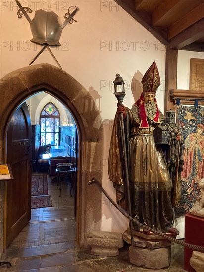 View of left access from historical dining room from reception hall of medieval Trendelburg from