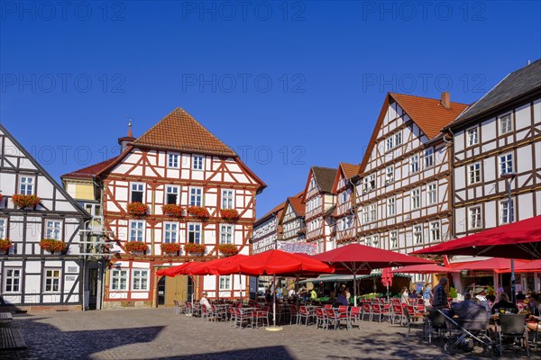 Old town hall, half-timbered houses, market square, Eschwege, Werratal, Werra-Meissner district,