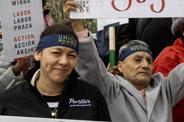 Rosemont, Illinois, Hundreds of workers and supporters picketed a Portillo's restaurant, demanding