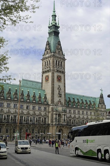 Hamburg Town Hall and Town Hall Market, Hamburg, Germany, Europe, The impressive town hall with