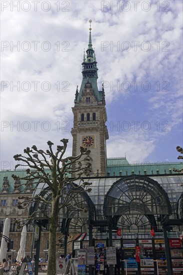 Hamburg Town Hall and Town Hall Market, Hamburg, Germany, Europe, People walk past the town hall
