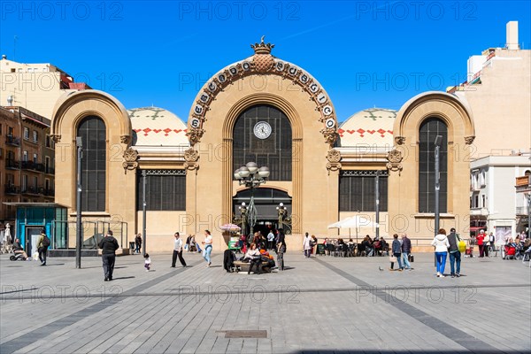 Mercat Central de Tarragona, central market in the sunshine in Tarragona, Spain, Europe