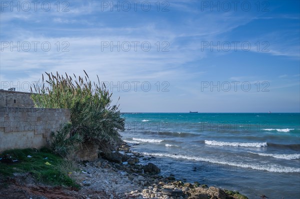 Sidon, Lebanon, April 04, 2017: View of the sea from the historic city of Sidon in Lebanon, city