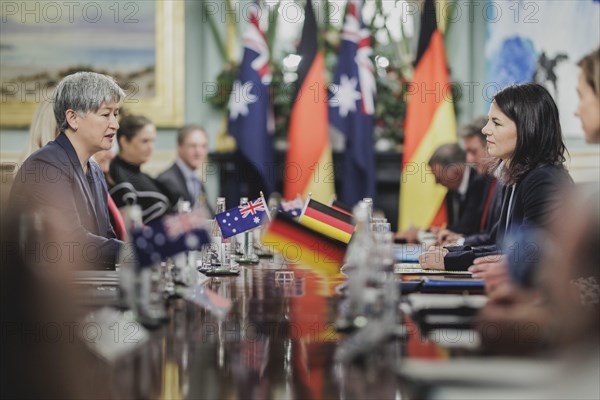 (R-L) Annalena Baerbock (Alliance 90/The Greens), Federal Foreign Minister, and Penny Wong, Foreign