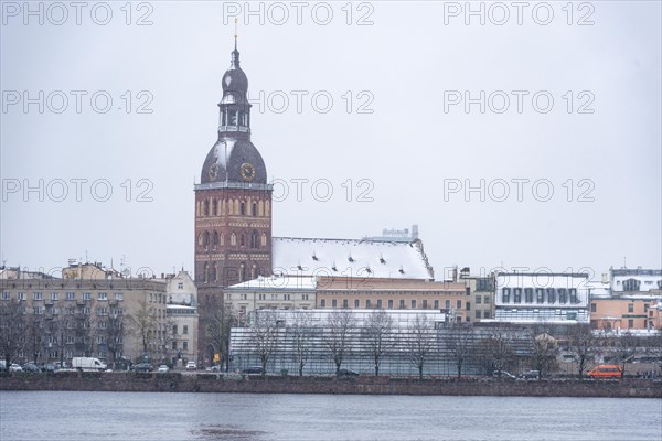 Riga Cathedral in the snow, Winter, Riga, Latvia, Europe