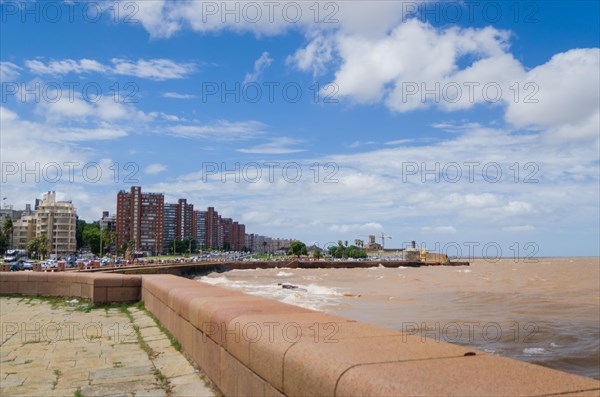 MONTEVIDEO, URUGUAY, Dezember 29, 2023: Rambla de Montevideo, traditional sidewalk of the Uruguayan