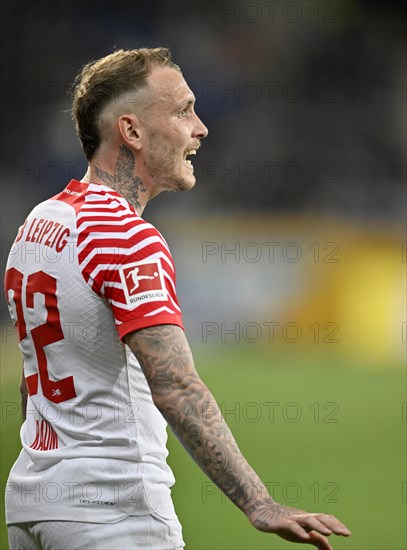 David Raum RasenBallsport Leipzig RBL (22), Tattoo, PreZero Arena, Sinsheim, Baden-Wuerttemberg,
