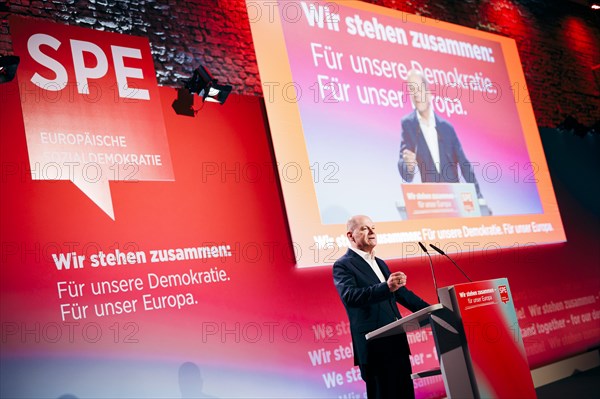Federal Chancellor Olaf Scholz, recorded at the Social Democratic Congress of the SPD and PES with