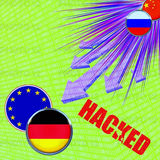 Symbolic image, cyber war Russia China, cyber security, cyber attacks worldwide, computer crime,