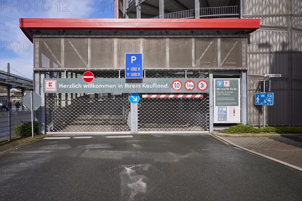 Closed car park of Kaufland in Hattingen, Ennepe-Ruhr district, North Rhine-Westphalia, Germany,