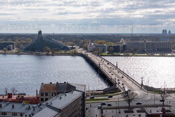 Latvian National Library on the Daugova River, designed and built by Latvian-born US architect