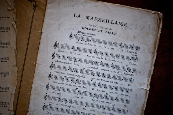 Music scroll of the french national anthem, La Marseillaise, France, Europe
