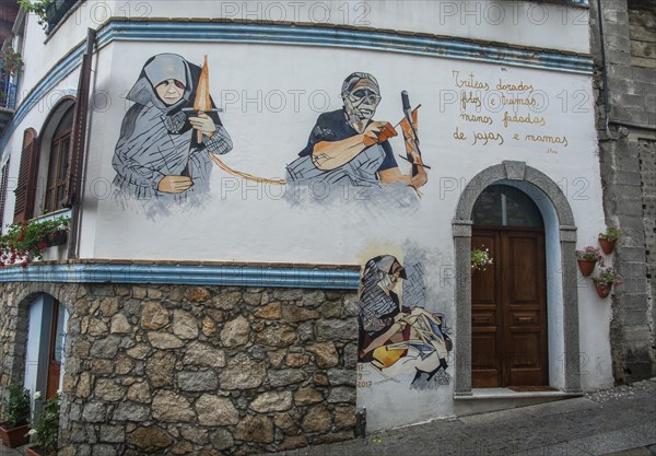 Murals in Orgosolo, Nuoro province, Sardinia, Italy, South Europe, Europe