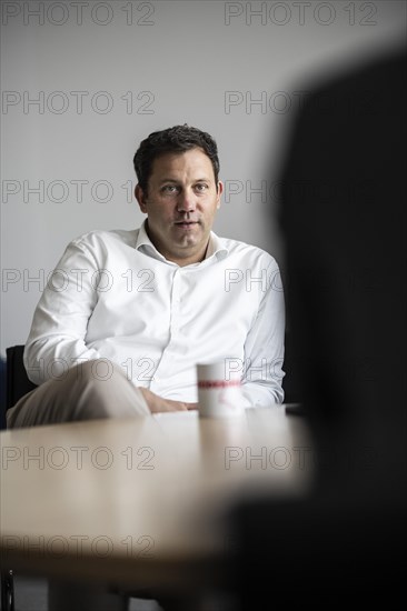 Berlin, 30.04.2024. SPD leader Lars Klingbeil on a terrace at the Willy Brandt House in Berlin