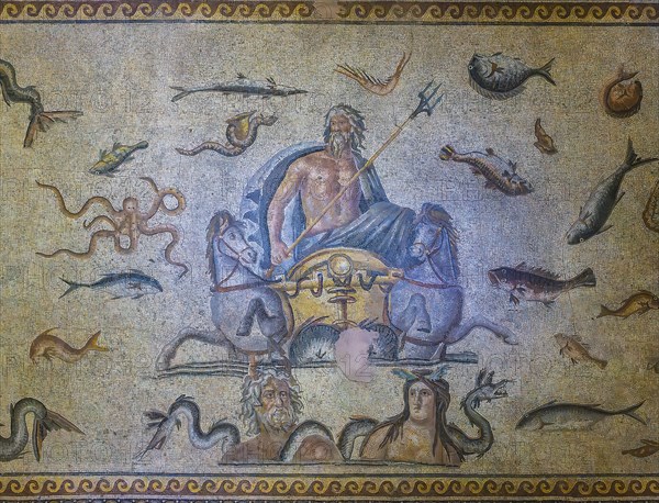 Poseidon mosaic, Zeugma mosaic Museum, Gaziantep, Turkey, Asia