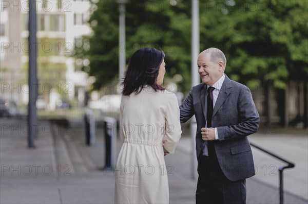 (L-R) Annalena Baerbock (Alliance 90/The Greens), Federal Foreign Minister, and Olaf Scholz (SPD),