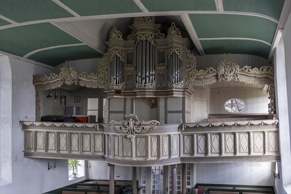 Organ prospectus in the Protestant Reformed Church from 1401 in Greetsiel, Krummhoern, East Frisia,